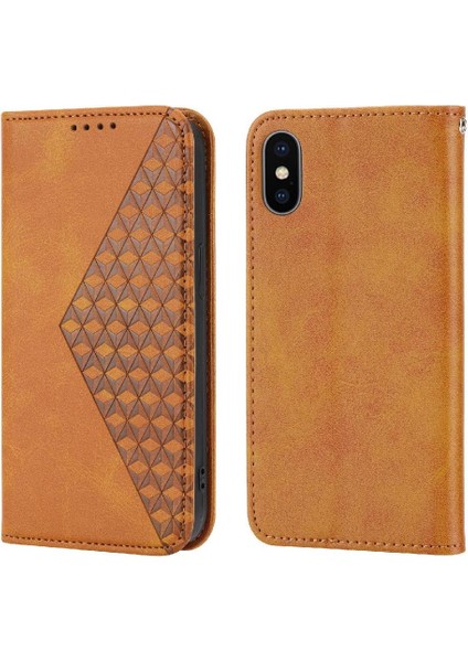 IPhone Xs Max Günlük Kullanım Için Flip Case Standı Eşkenar Dörtgen Şekli Cüzdan El Kayışı (Yurt Dışından)