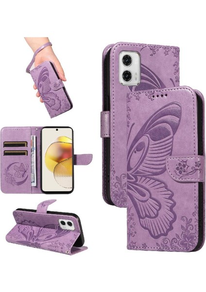 Motorola Moto G73 Için Flip Case 5g Ayrılabilir El Kayışı Kabartmalı Yüksek (Yurt Dışından)
