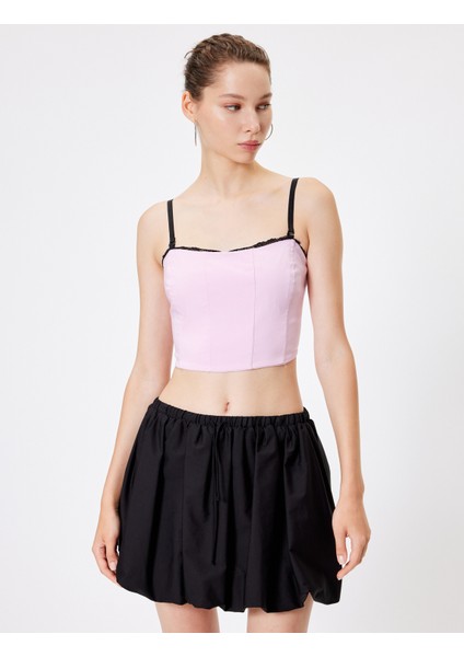 Crop Korse Görünümlü Büstiyer Çıkarılabilir Ip Askılı Dantel Detaylı Slim Fit modelleri