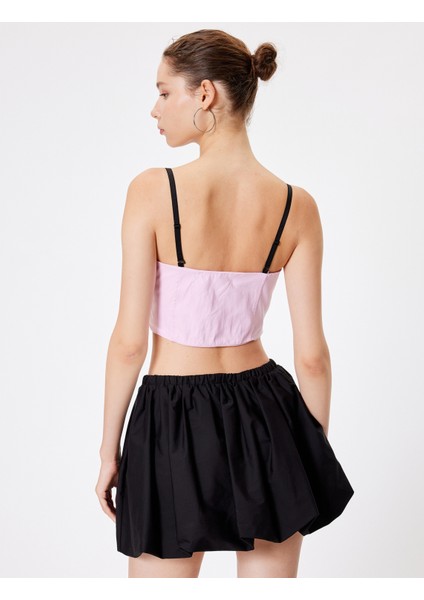 Crop Korse Görünümlü Büstiyer Çıkarılabilir Ip Askılı Dantel Detaylı Slim Fit fırsatları