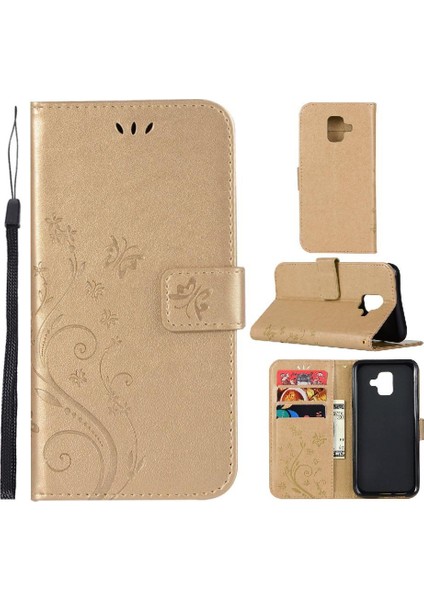 Samsung Galaxy A6 2018 Kickstand Manyetik Kapatma Kartı Pu Için Filp Durumda (Yurt Dışından)