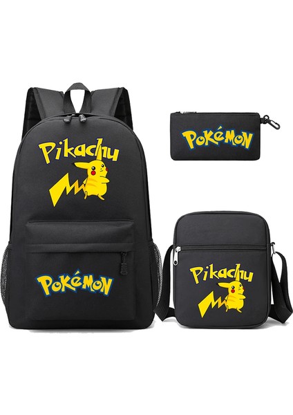 3 Adet/takım Anime Pokemon Pikachu Sırt Çantası Erkek ve Kız Hafif Çanta Hildren Okul Çantası Öğrenci Kawaii Sırt Çantası (Yurt Dışından)