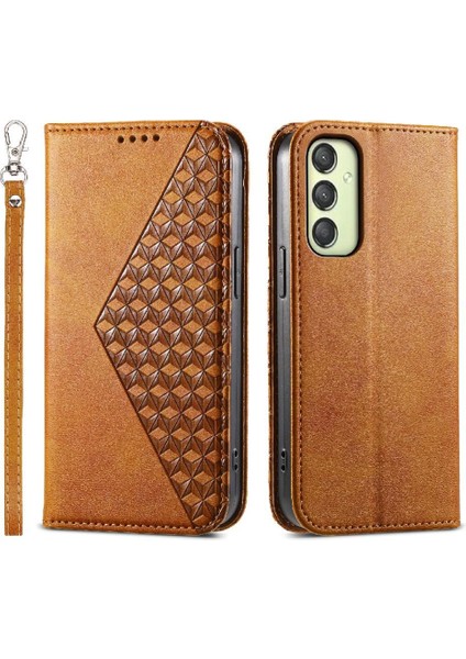 Samsung Galaxy A25 Cüzdan Standı Için Flip Case El Kayışı Eşkenar Dörtgen Şekli Kullanımı (Yurt Dışından)