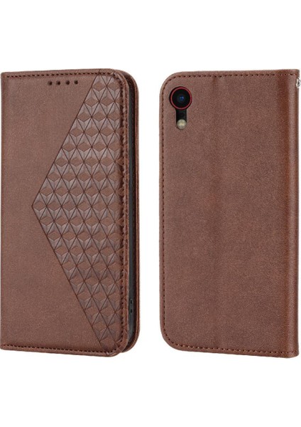 IPhone Xr Günlük Kullanım Için Flip Case Eşkenar Dörtgen Şekli Cüzdan Standı El Kayışı (Yurt Dışından)