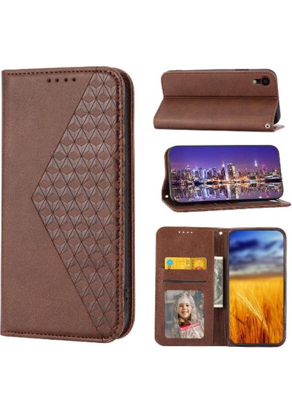 IPhone Xr Günlük Kullanım Için Flip Case Eşkenar Dörtgen Şekli Cüzdan Standı El Kayışı (Yurt Dışından) indirimleri