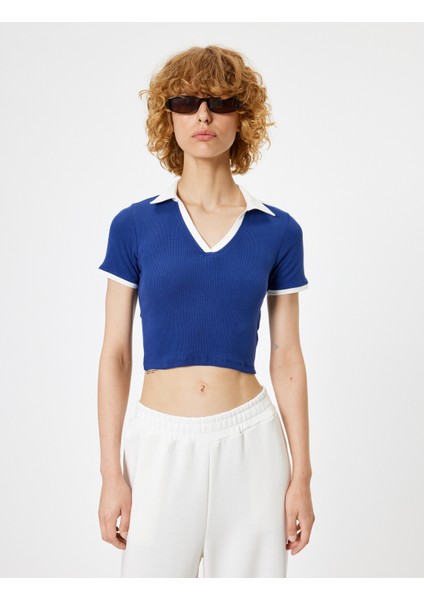 Polo Yaka Tişört Kaşkorse Biyeli Kısa Kollu Slim Fit