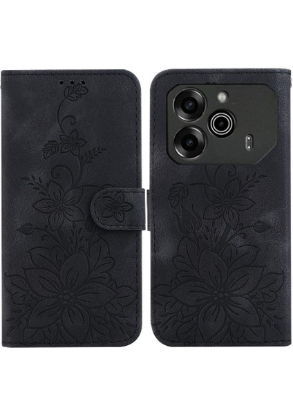 Tecno Pova 6 Pro 5g Kickstand Manyetik Cüzdan Kabartmalı Zambak Için Flip Case (Yurt Dışından)