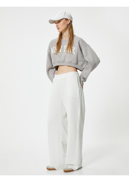 Crop Oversize Sweatshirt Kolej Baskılı Bisiklet Yaka fiyatları