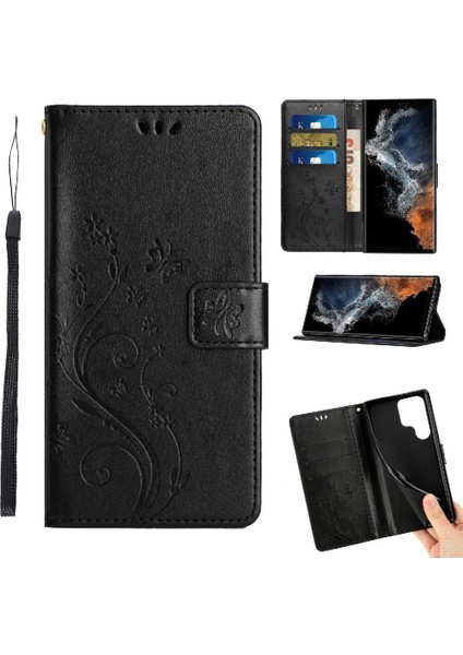 Samsung Galaxy S23 Ultra Kickstand Manyetik Kapatma Bilek Pu Için Filp Durumda (Yurt Dışından)