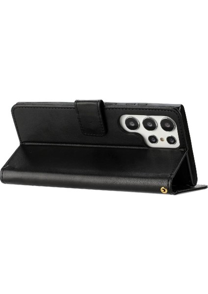 Samsung Galaxy S23 Ultra Kickstand Manyetik Kapatma Bilek Pu Için Filp Durumda (Yurt Dışından) indirimleri