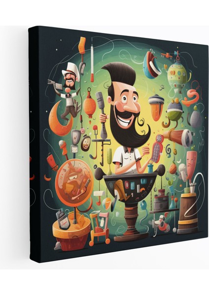 Karikatür Berber Kanvas Tablo - Berber, Duvar Dekorasyonu, Kanvas Tablo, Karikatür Berber Kanvas Tablo, 30X30