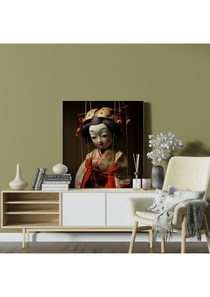 Japon Bunraku Kukla Kanvas Tablo - Kukla, Kukla, Duvar Dekorasyonu, Benzersiz, 30X30