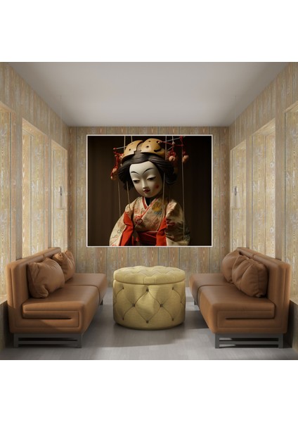 Japon Bunraku Kukla Kanvas Tablo - Kukla, Kukla, Duvar Dekorasyonu, Benzersiz, 30X30