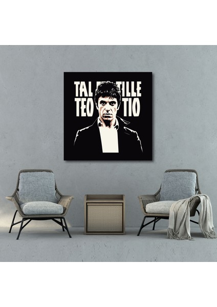 Scarface Kanvas Tablo - Minimalist Siyah Beyaz Duvar Tablosu - Scarface, Tony Montana, Minimalist Tasarım, 30X30 fiyatları