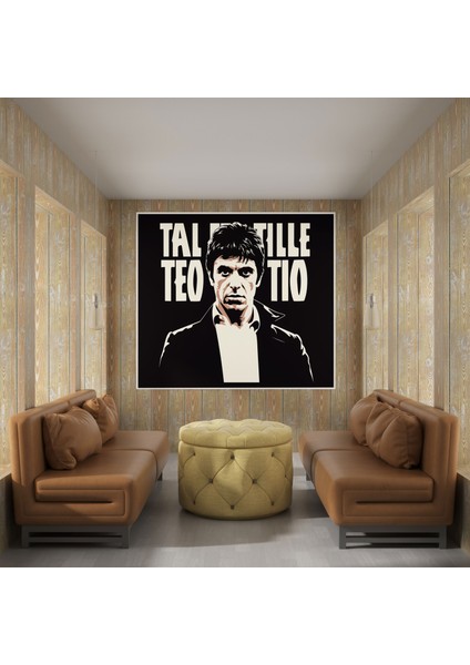 Scarface Kanvas Tablo - Minimalist Siyah Beyaz Duvar Tablosu - Scarface, Tony Montana, Minimalist Tasarım, 30X30 modelleri
