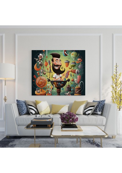 Karikatür Berber Kanvas Tablo - Berber, Duvar Dekorasyonu, Kanvas Tablo, Karikatür Berber Kanvas Tablo, 30X30 modelleri