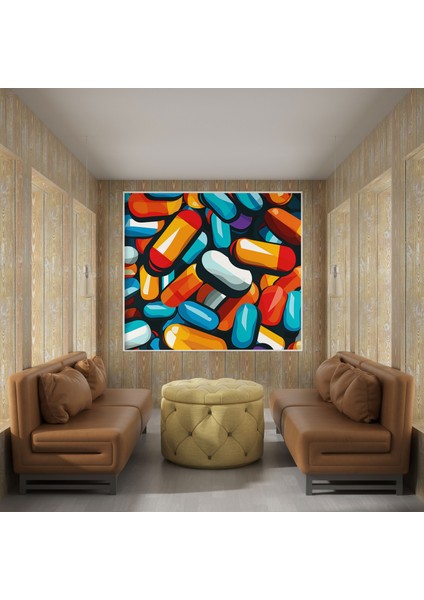 Ilaç Hapları Pop Art Kanvas Tablo - Ilaç, Dinamik, Haplar, Renkli, 30X30 modelleri