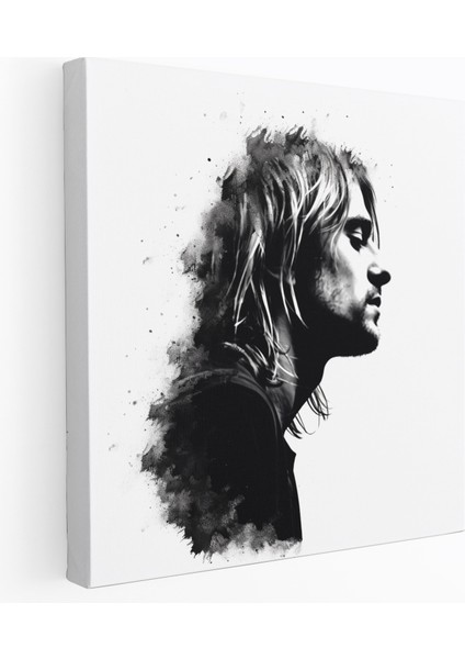 Kurt Cobain Kanvas Tablo - Minimalist Siluet Duvar Tablosu - Kurt Cobain, Duvar Sanatı, Minimalist Siluet, Minimalist Dekor, 30X30