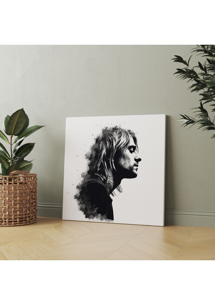 Kurt Cobain Kanvas Tablo - Minimalist Siluet Duvar Tablosu - Kurt Cobain, Duvar Sanatı, Minimalist Siluet, Minimalist Dekor, 30X30