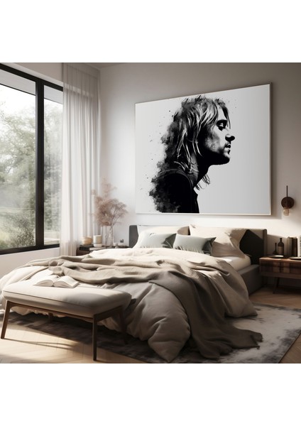 Kurt Cobain Kanvas Tablo - Minimalist Siluet Duvar Tablosu - Kurt Cobain, Duvar Sanatı, Minimalist Siluet, Minimalist Dekor, 30X30