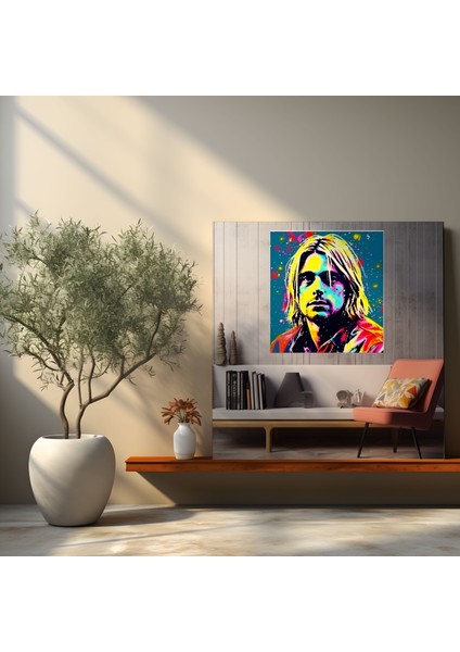 Kurt Cobain Kanvas Tablo - Pop Art'tan Esinlenen Duvar Tablosu - Kurt Cobain, Canlı Portre, Duvar Sanatı, Kurt Cobain, 30X30 fiyatları