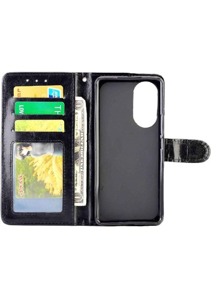 Huawei P50 Kickstand Manyetik Kapatma Darbeye Dayanıklı Kart Pu Için Flip Case (Yurt Dışından)