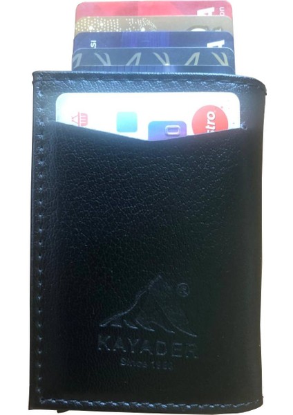 Otomatik Mekanizmalı, Para Bölmeli, Kartlıklı Deri Cüzdan