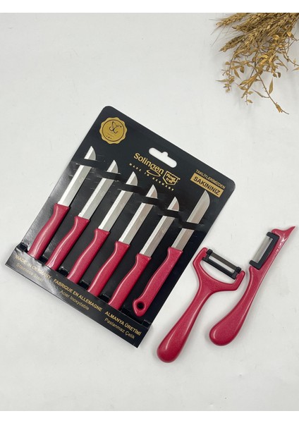 6'lı Meyve Bıçağı ve Soyacak Seti Bordo