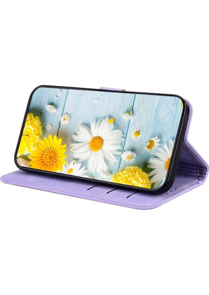 Xiaomi Poco M6 4g Kabartmalı Zambak Manyetik Kickstand Kart Için Flip Case (Yurt Dışından)