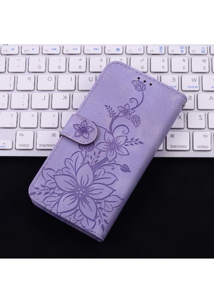 Xiaomi Poco M6 4g Kabartmalı Zambak Manyetik Kickstand Kart Için Flip Case (Yurt Dışından)