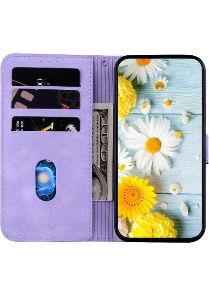 Xiaomi Poco M6 4g Kabartmalı Zambak Manyetik Kickstand Kart Için Flip Case (Yurt Dışından)
