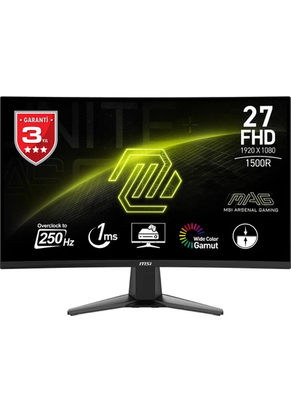 27" MAG 27C6X 1920x1080 (FHD) 16:9 CURVE 1500R VA 250HZ(OC) 1MS ADAPTIVE-SYNC GAMING MONITOR