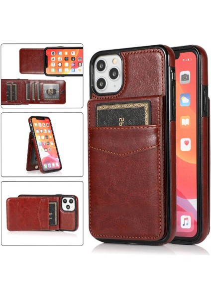 IPhone 11 Pro Max Kart Tutucu Kılıf Cüzdan Manyetik Toka ile Uyumlu (Yurt Dışından)