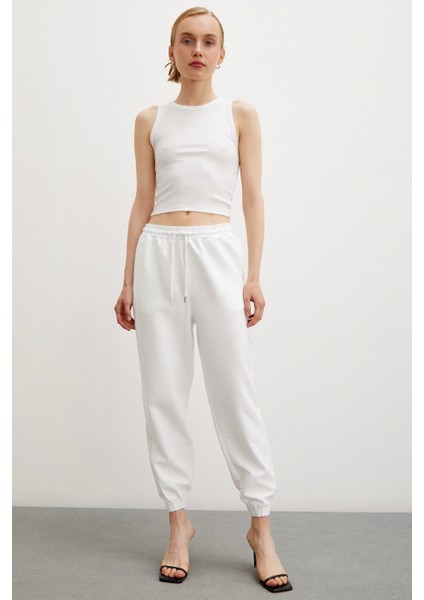 Likralı Eşofman Altı Beyaz modelleri