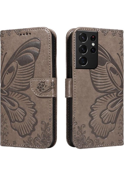 Samsung Galaxy S21 Için Flip Case Ultra Ayrılabilir El Kayışı Kabartmalı Yüksek (Yurt Dışından)