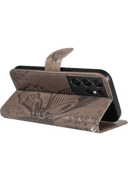 Samsung Galaxy S21 Için Flip Case Ultra Ayrılabilir El Kayışı Kabartmalı Yüksek (Yurt Dışından) modelleri