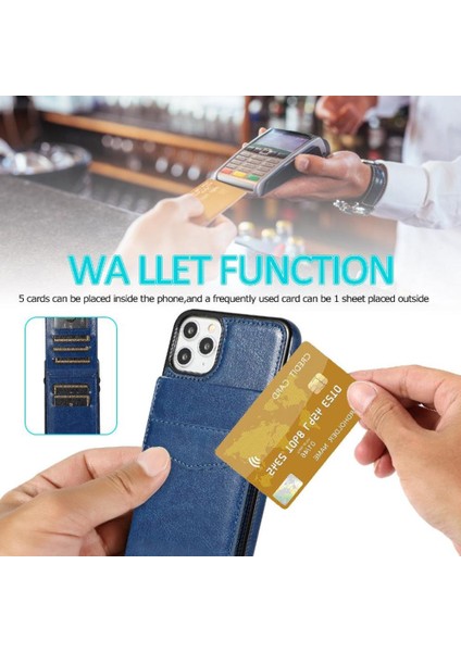 IPhone 11 Pro Max Kart Tutucu Kılıf Cüzdan Manyetik Toka ile Uyumlu (Yurt Dışından)