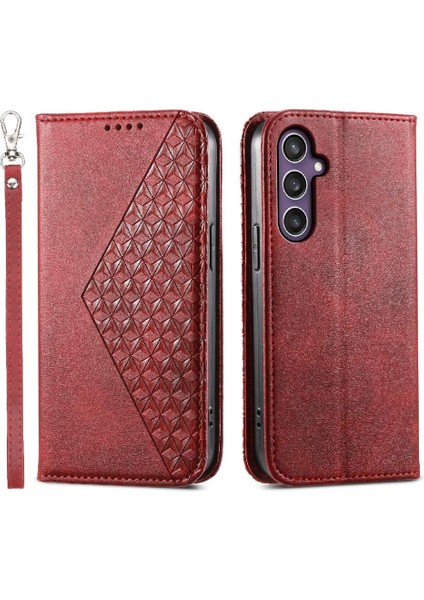 Samsung Galaxy S24 Artı Günlük Kullanım Için Flip Case Eşkenar Dörtgen Şekli El Kayışı (Yurt Dışından)