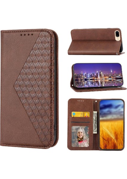 IPhone 7/8 Için Flip Case Eşkenar Dörtgen Şekli Günlük Kullanım Standı Cüzdan El Kayışı (Yurt Dışından) indirimleri
