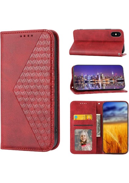 Colorful Shop IPhone x Için Flip Case/xs Cüzdan Standı Eşkenar Dörtgen Şekli Günlük Kullanım El Kayışı (Yurt Dışından)