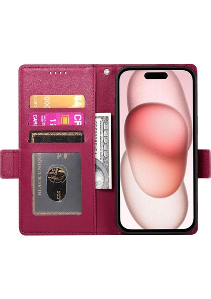IPhone 15 Için Flip Case Günlük Kullanım Kart Yuvaları Flip Iş Cüzdan (Yurt Dışından) modelleri