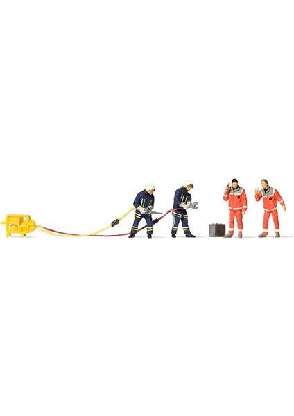 10625 1/87 Ölçek, Itfaiyeci (Modern), Boyanmış Plastik Figürleri, 6 Adet