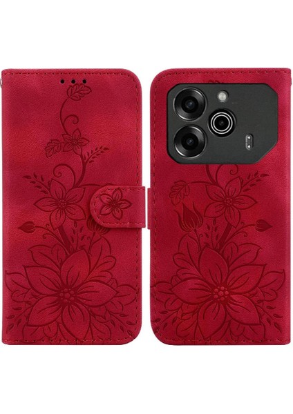 Tecno Pova 6 Pro 5g Kickstand Manyetik Cüzdan Kabartmalı Zambak Için Flip Case (Yurt Dışından)