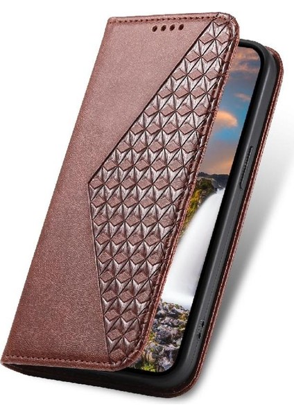 IPhone 16 Için Flip Case Eşkenar Dörtgen Şekli Cüzdan Standı El Kayışı Günlük Kullanım (Yurt Dışından) modelleri