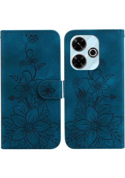 Xiaomi Poco M6 4g Kabartmalı Zambak Manyetik Kickstand Kart Için Flip Case (Yurt Dışından)