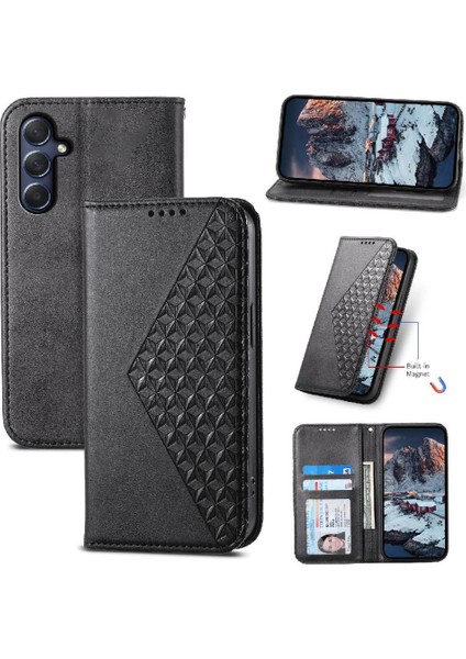 Samsung Galaxy M54 Cüzdan Için Flip Case El Kayışı Standı Günlük Kullanım Eşkenar Dörtgen (Yurt Dışından)