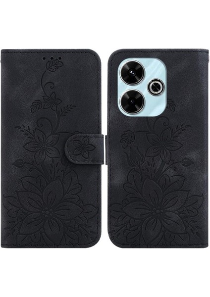 Xiaomi Poco M6 4g Kabartmalı Zambak Manyetik Kickstand Kart Için Flip Case (Yurt Dışından)