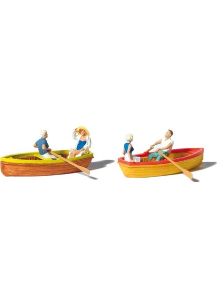 10686 1/87 Ölçek, Kürekçi ve Sandal, Boyanmış Plastik Figürleri, 6 Adet