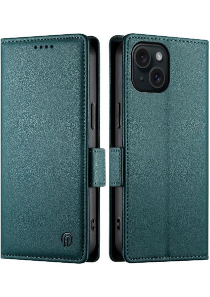 IPhone 15 Için Flip Case Günlük Kullanım Kart Yuvaları Flip Iş Cüzdan (Yurt Dışından)