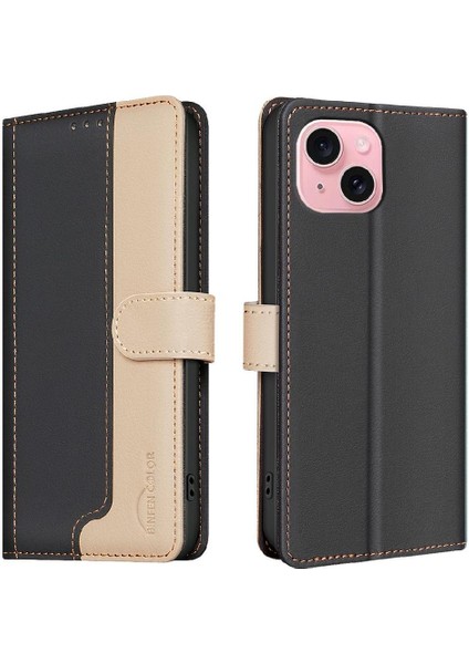 IPhone 14 Flip Folio Rfıd Engelleme Kickstand Kart Yuvaları Tpu Için Flip Case (Yurt Dışından)